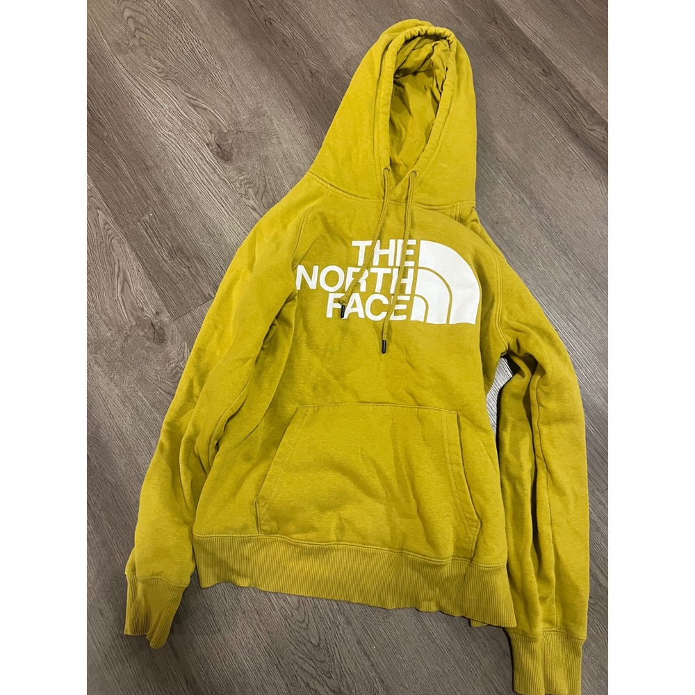 The North Face Womens Mustard Yellow Logo Pullover Hoodie Sweatshirt Size S‎